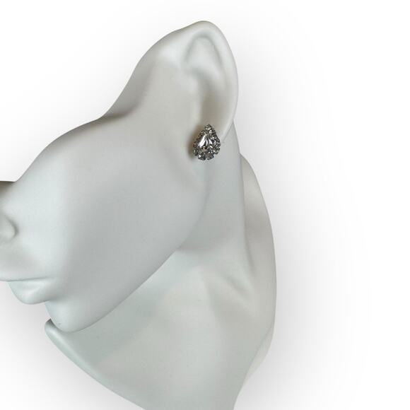 Vintage Rhinestone Teardrop Earrings - Picture 2 of 5